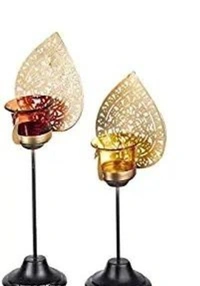 NIH Antique Dewali Special Candle Holder - Iron, Pack of 2